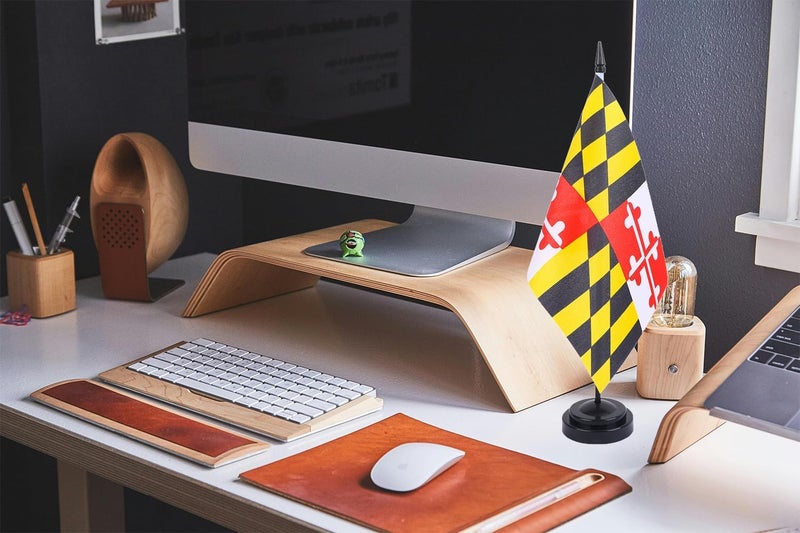 WXTWK 2 Pack USA Maryland Flag Maryland State Desk Flag Set - Mini Small Maryland Table Office Flags with Black 12" Solid Pole Stand Base Classroom Meeting Desktop Decorations - Image 5